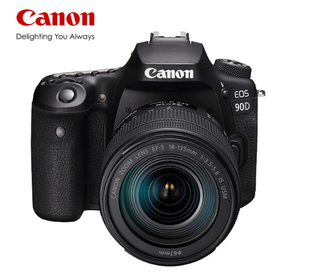 佳能/CANON EOS 90D（18-135mm） 3.0英寸/3000-3999万/数字式相机/APS-C/SD卡+SDHC卡+SDXC卡/单镜头套机/黑色/数字照相机